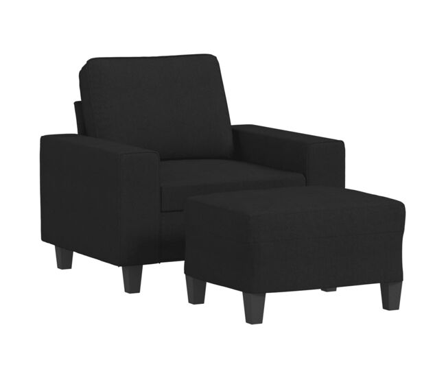 Vidaxl sillón con taburete tela negro 60 cm