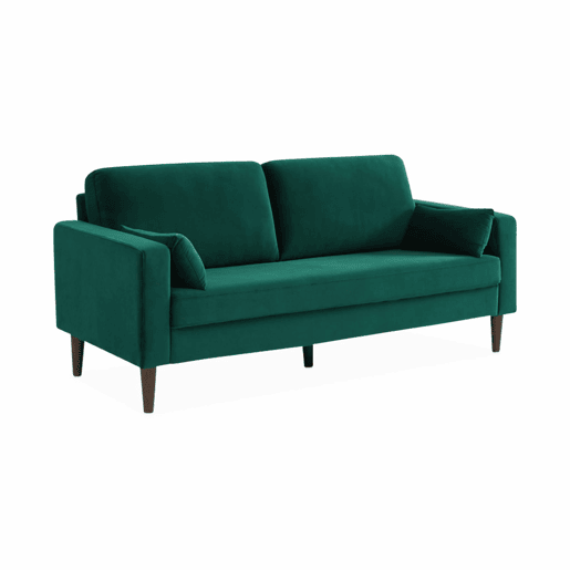 Sofá de veludo liso com pernas em madeira de hevea, 3 lugares, Bjorn veludo, Verde inglês, 180x82x70 cm Sofá de veludo liso com pernas em madeira de hevea, 3 lugares, Bjorn veludo, Verde inglês, 180x82x70 cm