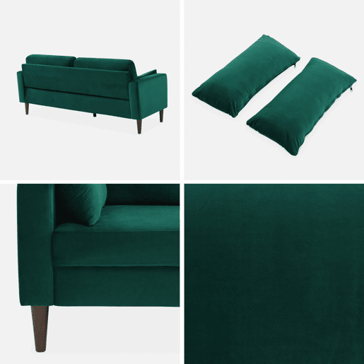 Sofá de veludo liso com pernas em madeira de hevea, 3 lugares, Bjorn veludo, Verde inglês, 180x82x70 cm Sofá de veludo liso com pernas em madeira de hevea, 3 lugares, Bjorn veludo, Verde inglês, 180x82x70 cm