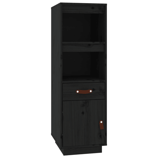 vidaXL Aparador alto 34x40x108,5 cm pinho maciço preto