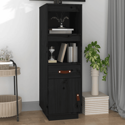 vidaXL Aparador alto 34x40x108,5 cm pinho maciço preto