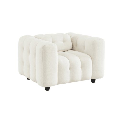 Poltrona em tecido boucle texturado, 1 lugar, Leon boucle, Creme, 110x99x68 cm