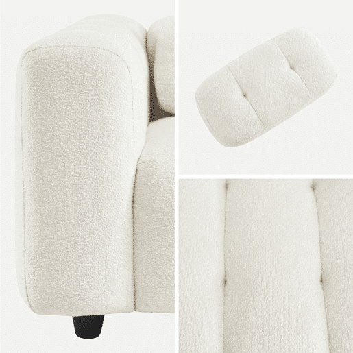 Poltrona em tecido boucle texturado, 1 lugar, Leon boucle, Creme, 110x99x68 cm