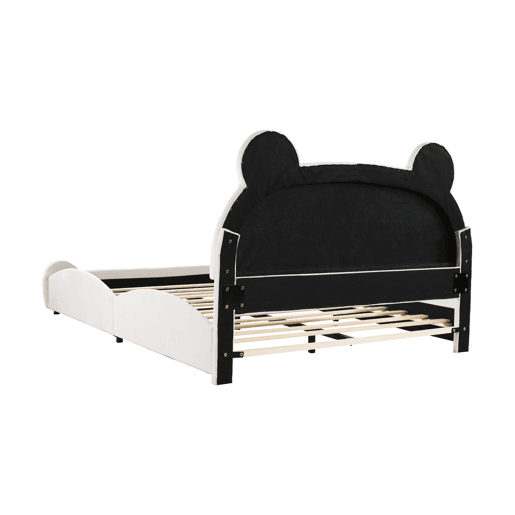 Cama de criança 140 x 200 cm - forma de urso - tecido de veludo - Branco