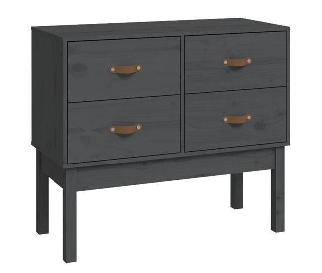 Vidaxl mueble consola de madera maciza de pino gris 90x40x78 cm