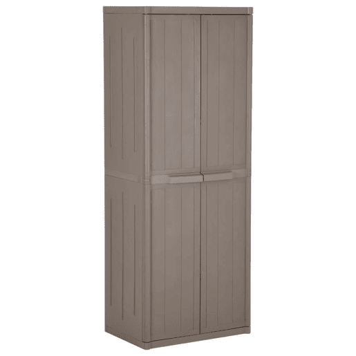 vidaXL Móvel arrumação jardim 65x45x172 cm PP aspeto madeira castanho vidaXL Móvel arrumação jardim 65x45x172 cm PP aspeto madeira castanho