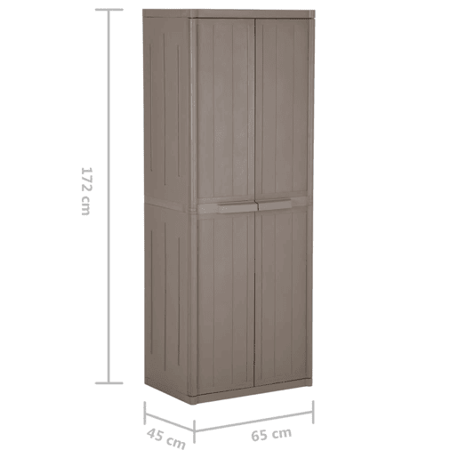 vidaXL Móvel arrumação jardim 65x45x172 cm PP aspeto madeira castanho vidaXL Móvel arrumação jardim 65x45x172 cm PP aspeto madeira castanho