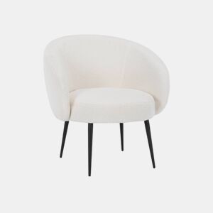 Poltrona aconchegante com design de metal e cachos, Hima, Creme, 74x72x80.5 cm