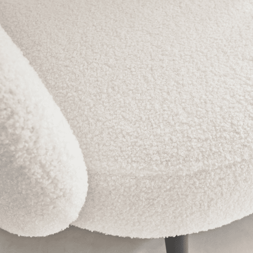 Poltrona aconchegante com design de metal e cachos, Hima, Creme, 74x72x80.5 cm