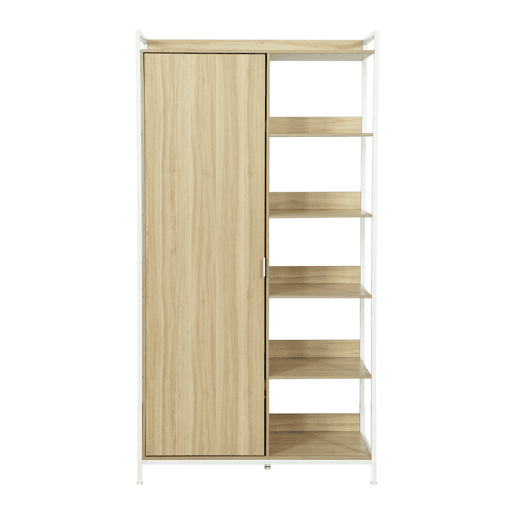 Módulo de roupeiro com 1 roupeiro, 6 prateleiras e 1 porta, Clever, Branco, 100x48x190 cm