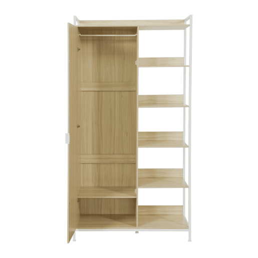 Módulo de roupeiro com 1 roupeiro, 6 prateleiras e 1 porta, Clever, Branco, 100x48x190 cm