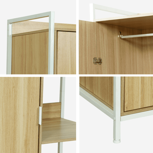 Módulo de roupeiro com 1 roupeiro, 6 prateleiras e 1 porta, Clever, Branco, 100x48x190 cm
