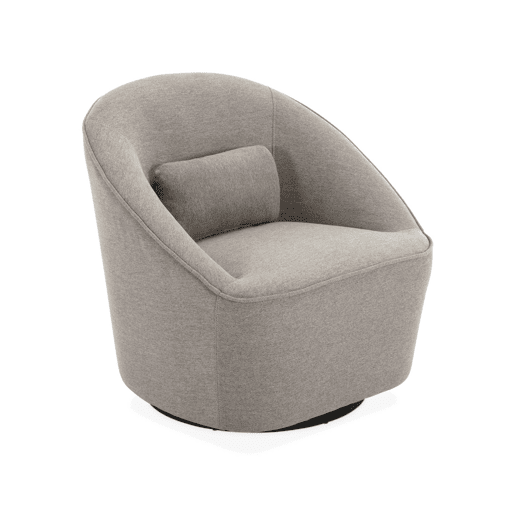 Poltrona giratória 360º com almofada, tecido, Lana, Cinza bege, 80x73x77 cm