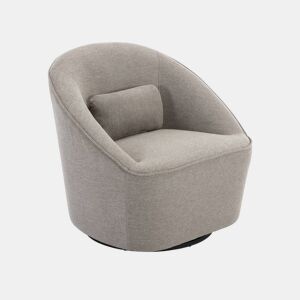 Poltrona giratória 360º com almofada, tecido, Lana, Cinza bege, 80x73x77 cm