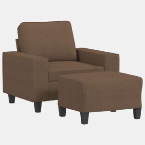vidaXL Poltrona com apoio de pés 60 cm tecido castanho