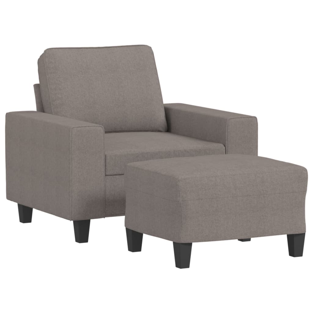Vidaxl sillón con taburete tela gris taupe 60 cm