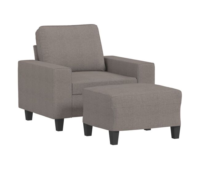 Vidaxl sillón con taburete tela gris taupe 60 cm