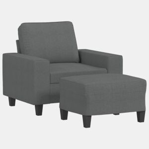 vidaXL Poltrona com apoio de pés 60 cm tecido cinzento-escuro