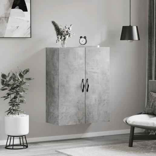 vidaXL Armário de parede 69,5x34x90 cm deriv. madeira cinzento cimento vidaXL Armário de parede 69,5x34x90 cm deriv. madeira cinzento cimento