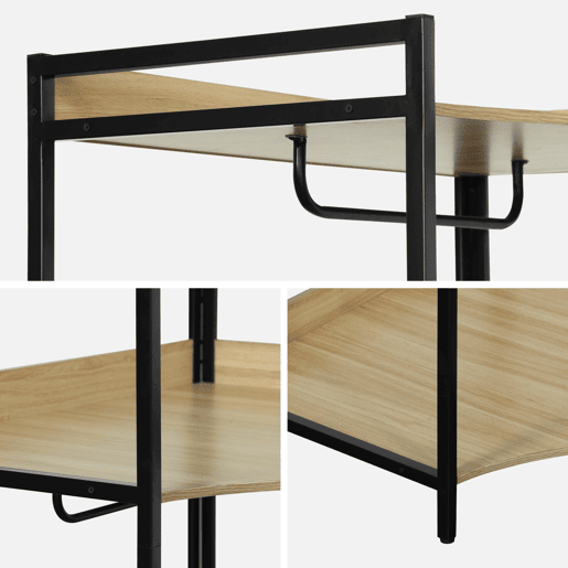 Módulo de roupeiro de canto com 4 roupeiros e 2 prateleiras, Clever, Preto, 80x80x190 cm