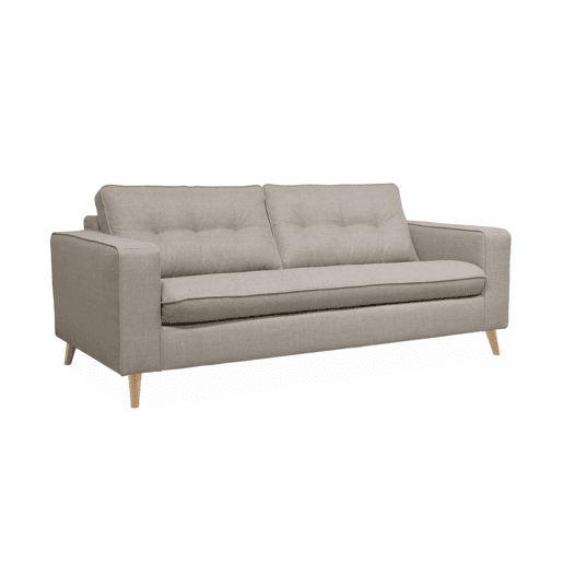 Sofá-cama de 3 lugares com colchão de 12cm, Toulouse, Beige, 198x97x83 cm