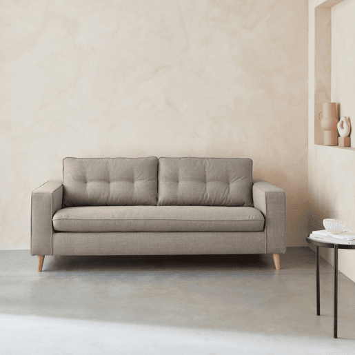 Sofá-cama de 3 lugares com colchão de 12cm, Toulouse, Beige, 198x97x83 cm