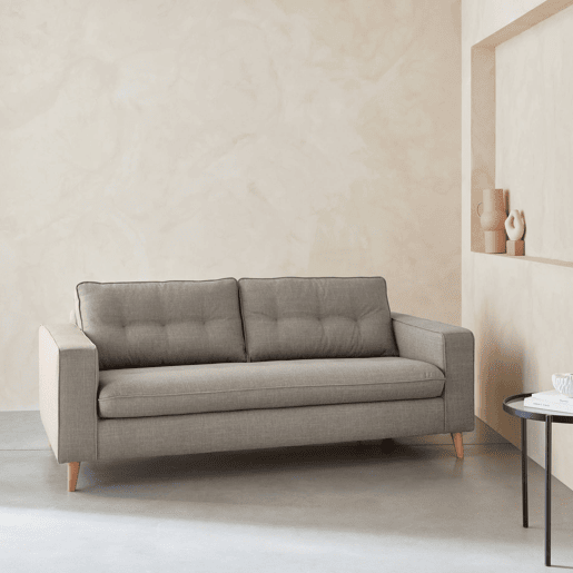 Sofá-cama de 3 lugares com colchão de 12cm, Toulouse, Beige, 198x97x83 cm