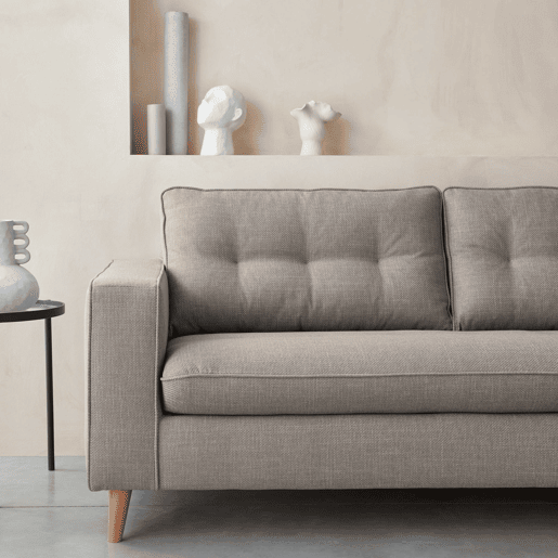 Sofá-cama de 3 lugares com colchão de 12cm, Toulouse, Beige, 198x97x83 cm