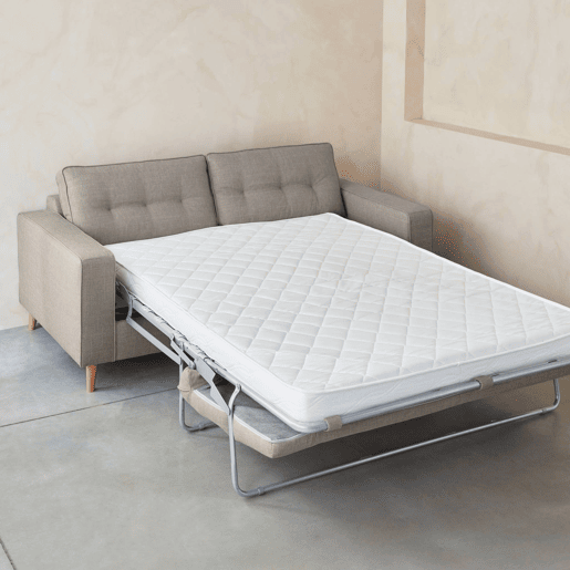 Sofá-cama de 3 lugares com colchão de 12cm, Toulouse, Beige, 198x97x83 cm