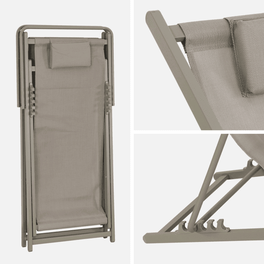 Cadeira de jardim dobrável com almofada, set de 2, Matera, Verde caqui, 102x62x81 cm
