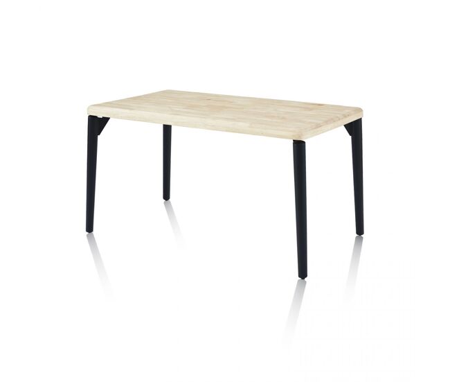 Mesa de comedor fija con patas metálicas en negro y roble 140x80 cm Padma Negro - Roble 140 x 76 x cm