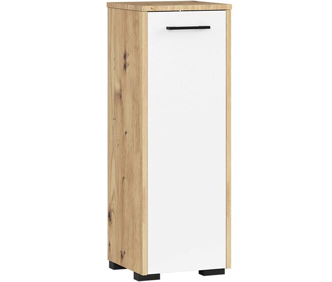 Armario de baño de pie akord fin roble artisan 30 cm 1 puerta frente en color blanco 2 estantes 30x30x82 cm