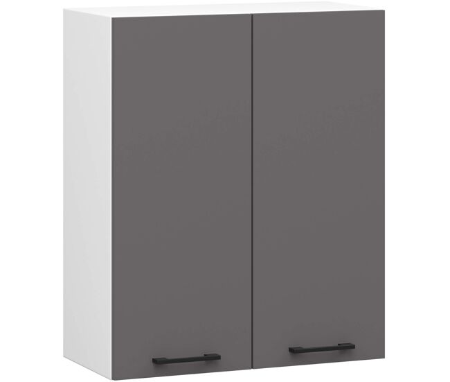 Armario colgante de cocina alto akord oliwia blanco 60 cm 2 puertas frente en color gris grafito 60x30x72 cm