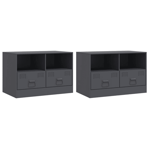móveis de TV - Armários TV 2 pcs 67x39x44 cm aço antracite