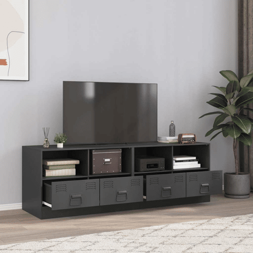 móveis de TV - Armários TV 2 pcs 67x39x44 cm aço antracite