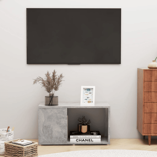 Móvel de TV - Modulo de TV - Armário de TV 60x24x32cm derivados de madeira cinzento cimento