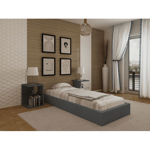 Cama Sommier Home Individual (Cinza)(200×90 cm) Cama Sommier Home Individual (Cinza)(200×90 cm)
