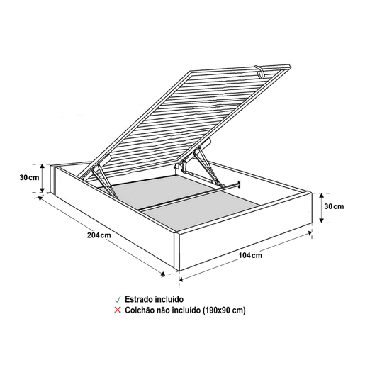 Cama Sommier Home Individual (Cinza)(200×90 cm) Cama Sommier Home Individual (Cinza)(200×90 cm)