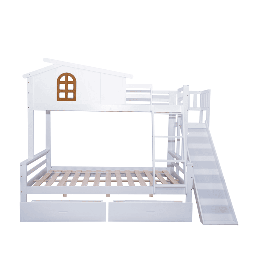 Beliche,cama-casa de madeira maciça 90x200(120x200)cm com 2 gavetas,branco Beliche,cama-casa de madeira maciça 90x200(120x200)cm com 2 gavetas,branco