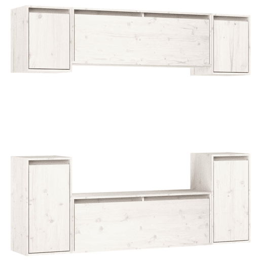 móveis de TV - Armários TV 6 pcs madeira de pinho maciça branco