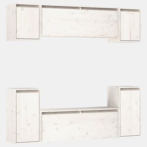 móveis de TV - Armários TV 6 pcs madeira de pinho maciça branco