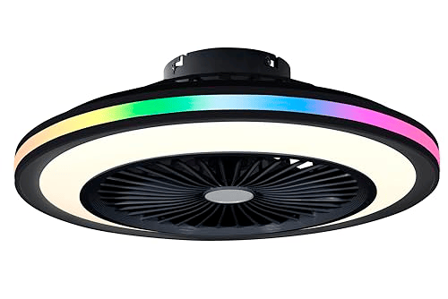 DUPI Ventilador de teto SLIM AIR RGB LED | Função verão e inverno | 6 velocidades | Controle remoto | Luminária de teto de 58 cm | Motor DC silencioso | Lâminas reversíveis | PVC | Preto DUPI Ventilador de teto SLIM AIR RGB LED | Função verão e inverno | 6 velocidades | Controle remoto | Luminária de teto de 58 cm | Motor DC silencioso | Lâminas reversíveis | PVC | Preto