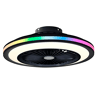 DUPI Ventilador de teto SLIM AIR RGB LED | Função verão e inverno | 6 velocidades | Controle remoto | Luminária de teto de 58 cm | Motor DC silencioso | Lâminas reversíveis | PVC | Preto