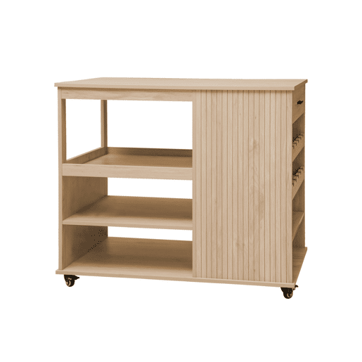 Carrinho de cozinha com suporte para garrafas, 100cm, Batz, Natural, 100x60x89 cm