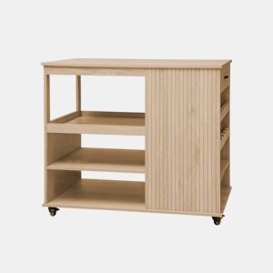 Carrinho de cozinha com suporte para garrafas, 100cm, Batz, Natural, 100x60x89 cm