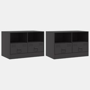 móveis de TV - Armários TV 2 pcs 67x39x44 cm aço preto