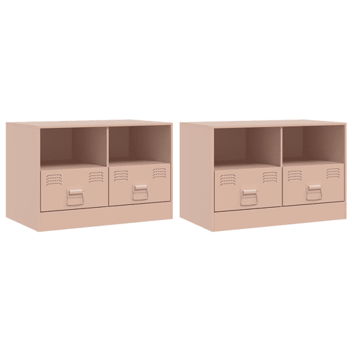 móveis de TV - Armários TV 2 pcs 67x39x44 cm aço rosa