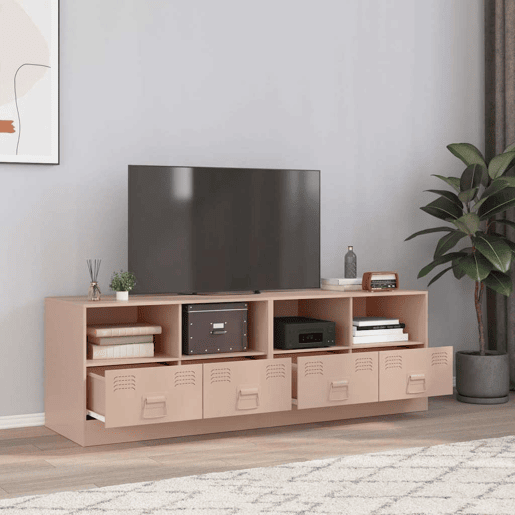 móveis de TV - Armários TV 2 pcs 67x39x44 cm aço rosa