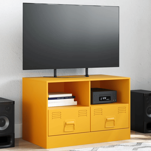 Móvel de TV - Modulo de TV - Armário de TV 67x39x44 cm aço amarelo mostarda