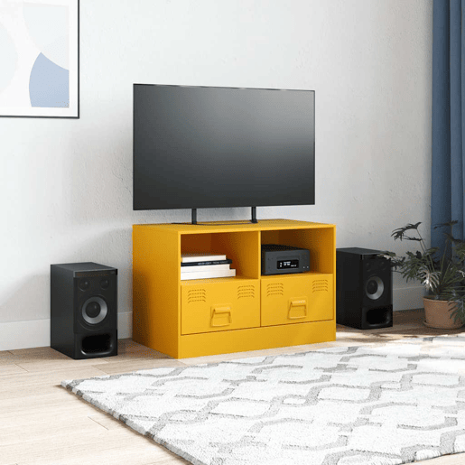 Móvel de TV - Modulo de TV - Armário de TV 67x39x44 cm aço amarelo mostarda